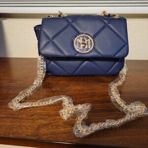 NWT Badgley Mischka small quilted bag letter lock- Blue Crossbody